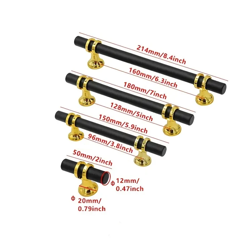 1PC/2PCS Modern Minimalist Two-Color Splicing Light Luxury European Style Wardrobe Door Handles, Drawers, Matched With Screws