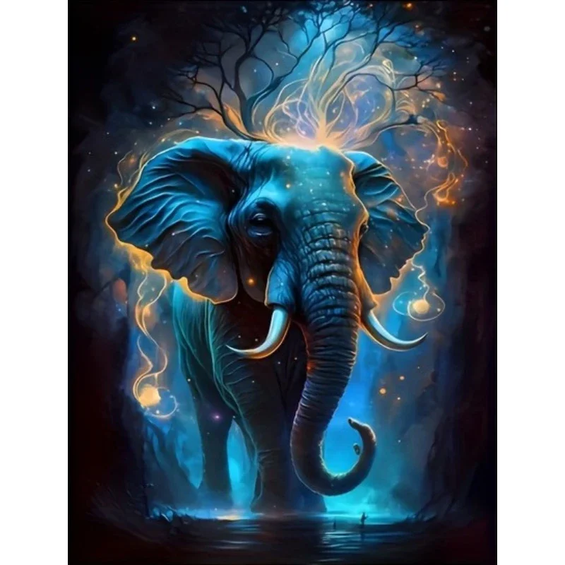Abstract Blue Elephant Poster and Prints Graffiti Africa Wild Animal Canvas Painting Wall Art Picture for Living Room Home Decor