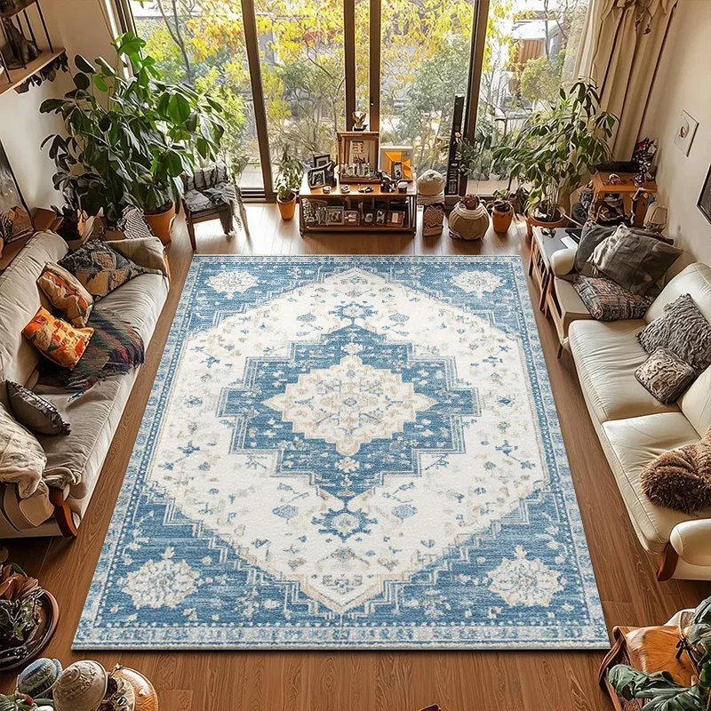 RAKKS Luxury Bohemian Crystal Area Rug,Washable,Anti-Slip,Modern Floral Print for Living Room,Bedroom Home Decor Large Carpet