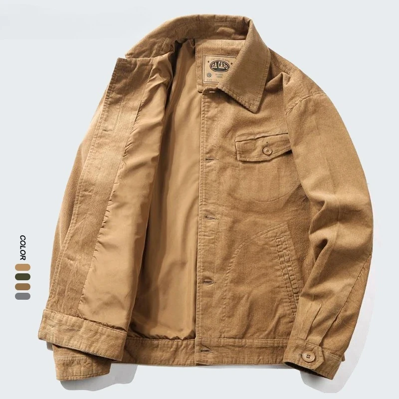 

Высококачественные мужские вельветовые куртки 4XL, верхняя одежда большого размера, однотонная повседневная куртка в стиле Харадзюку в стиле ретро, пальто, мужская одежда, пальто