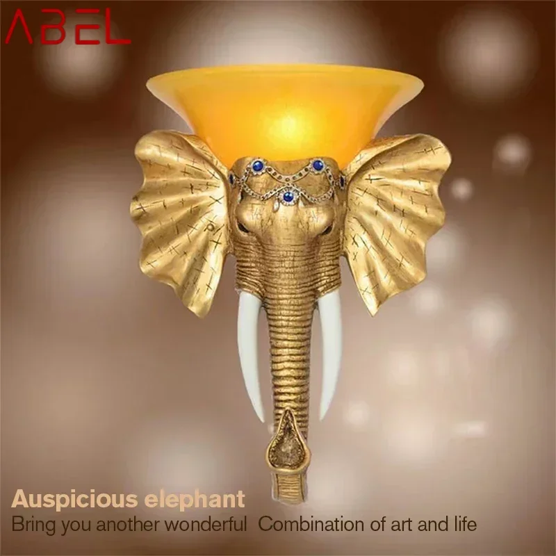 ABEL Modern Elephant Wall Lamp Interior LED Creative European Resin Gold Sconce Lights for Home Living Room Corridor