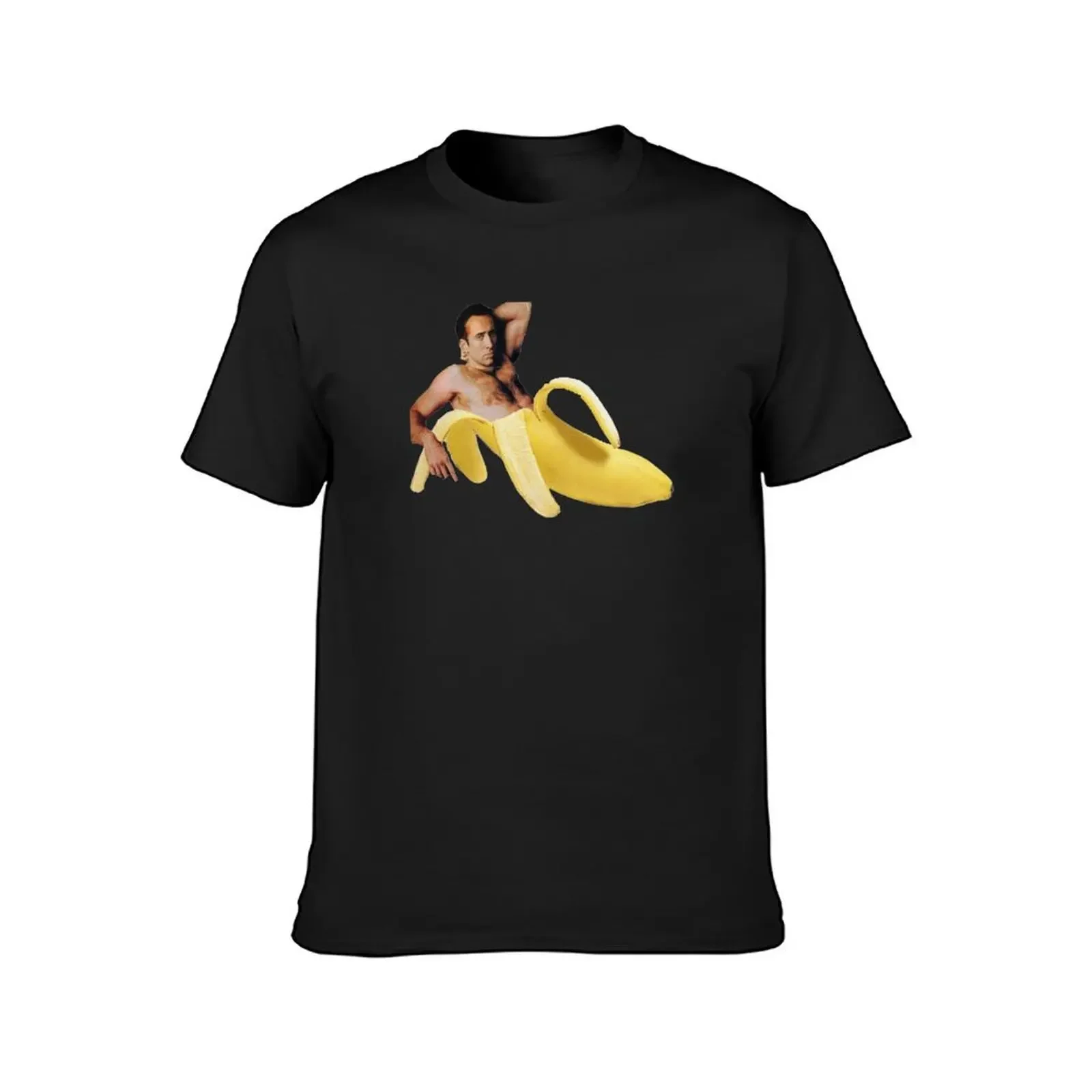 Nicolas Cage Banana Pattern T-Shirt for a boy blue archive man t shirt Men's t-shirt