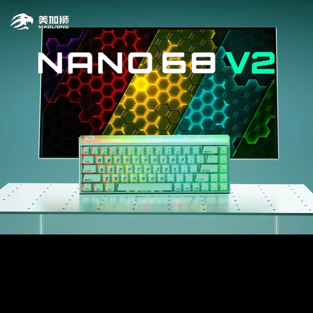 MADLIONS NANO68 V2 Hot Swap Magnetic Keyboard Wired 8K RT 0.001mm 68% Layout RGB Dual Light Position Low Latency Pc Accessories