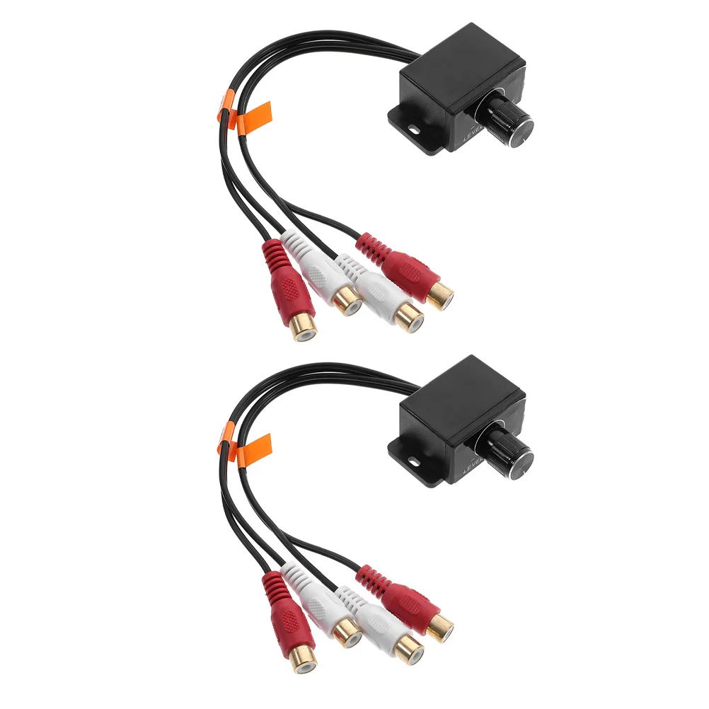 

2Pcs RCA Adjuster Volume Controller Universal Car Amplifier Level Knob Bass Copper Core Speaker Audio Regulator Car Audio