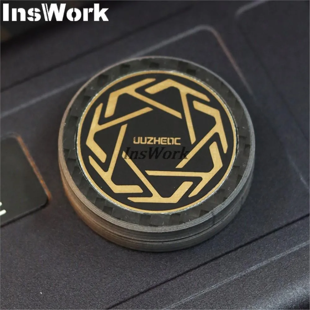 JUZENEDC Carbon Fiber Haptic Coin Metal Magnetic Decompression Push Slider EDC Fingertip Gyro