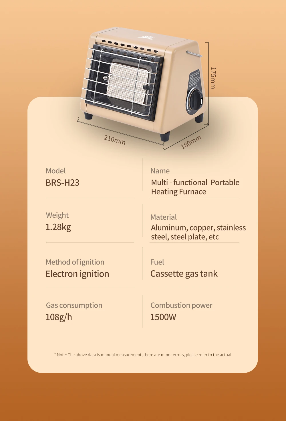 BRS-H23 Tragbarer Zeltheizer 1500W Outdoor-Butanheizer mit Regelventil Infrarot-Terrassenheizer für Camping und Winter – Detail 10