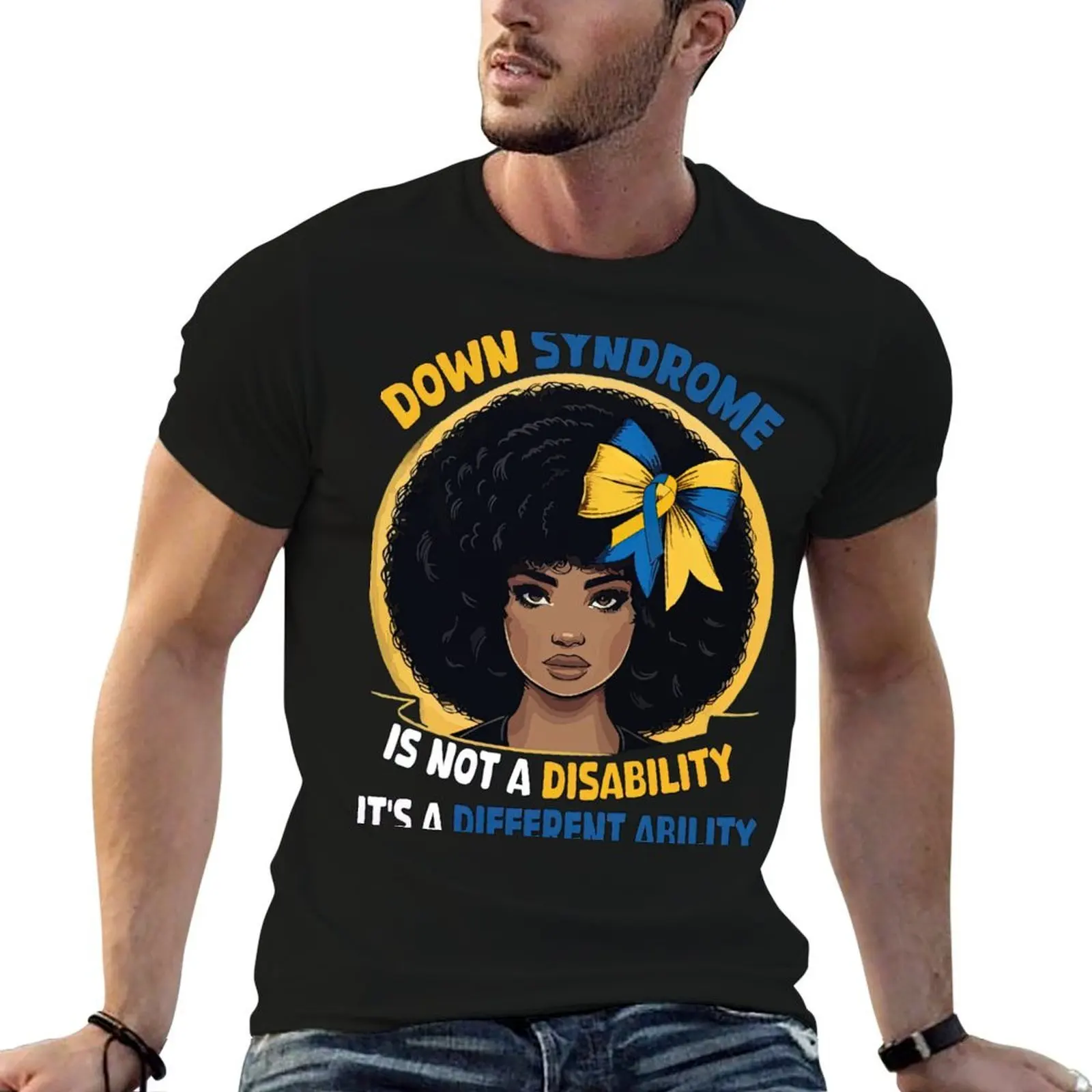 

World Down Syndrome Awareness Trisomy 21 African American T-Shirt cotton t shirt man man t shirt luxury T-Shirt
