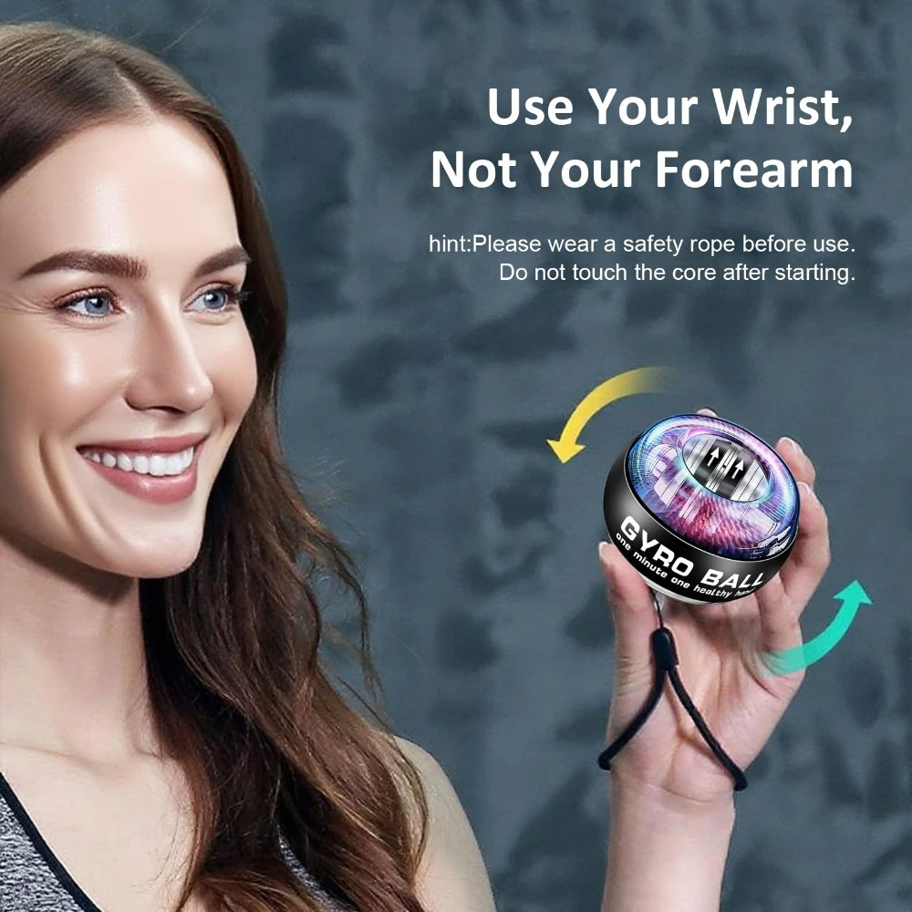 كرة قوة للمعصم، كرة بقبضة أوتوماتيكية، مقوية للذراع الجيروسكوبية، كرة يد للياقة البدنية المنزلية، تمرين الساعد ﻿