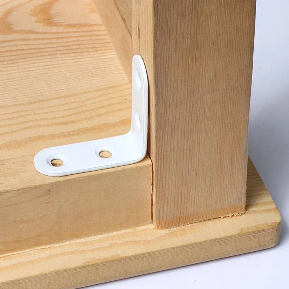 10PCS Stainless Steel Straight Corner Bracket Connectors Code Right Angle Support Furniture Fixing Reinforced Hardware L Shape