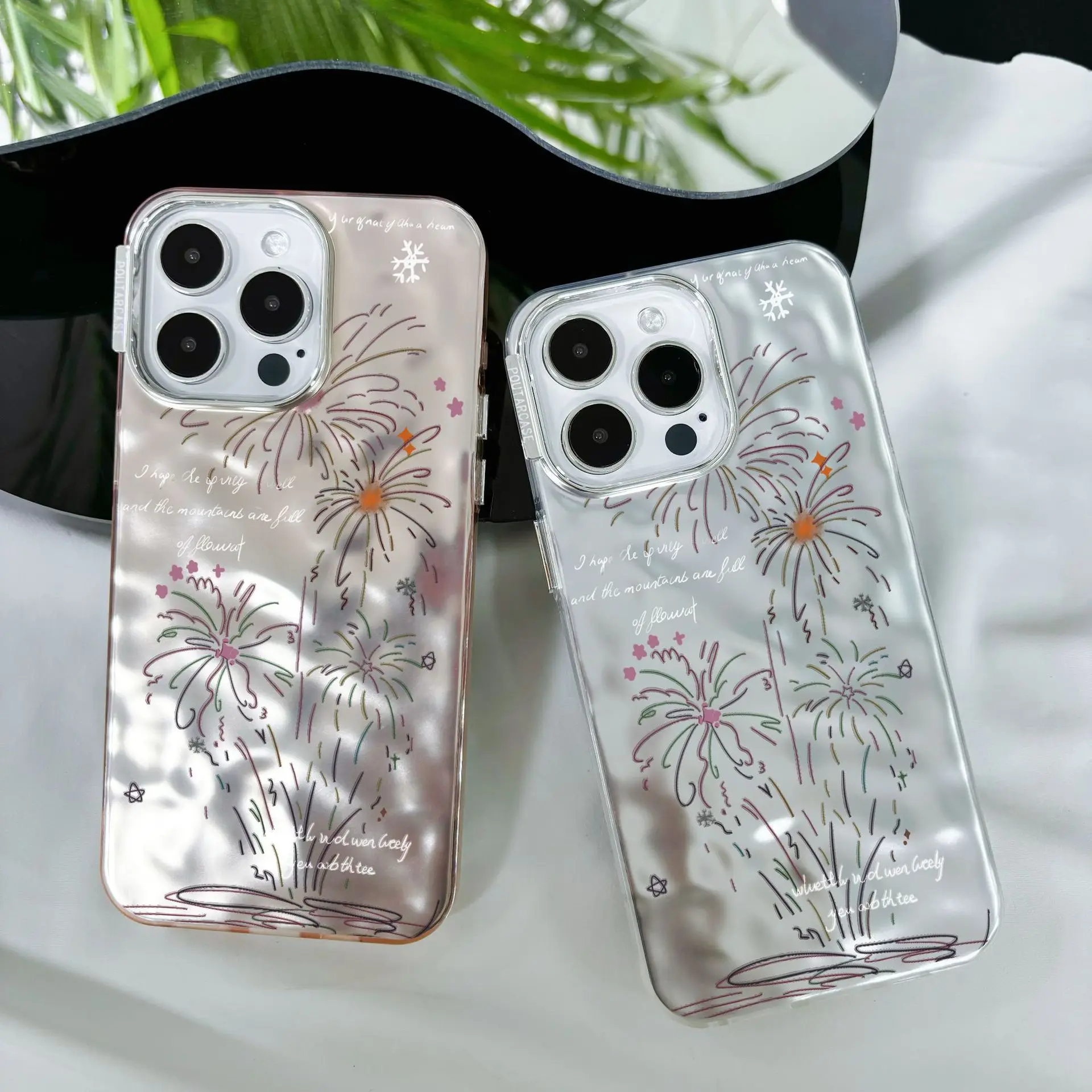 Phone Case For Iphone 15 14 13 12 11 Pro Max Pleated Metal Imd Floral Protective Case For Iphone 15 14 Plus Xs Max Xr X