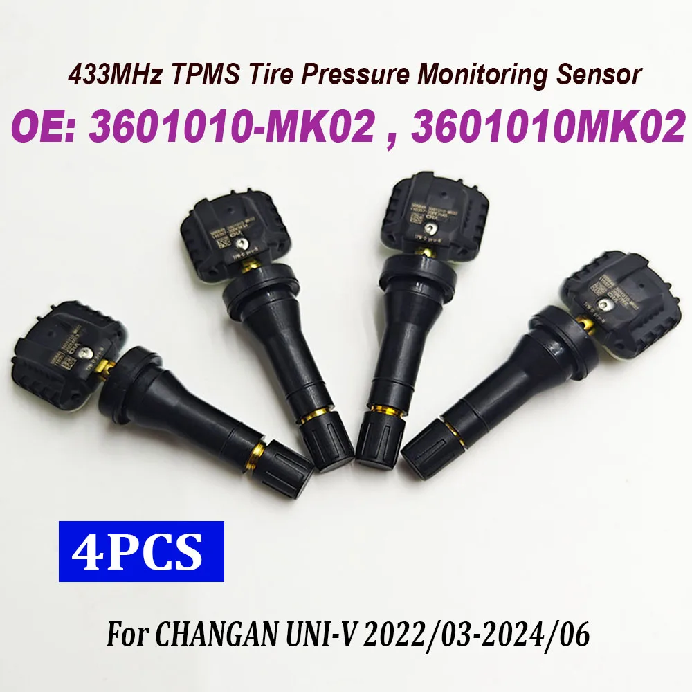 

4PCS 3601010-MK02 Tire Pressure Sensor 3601010MK02 433MHz TPMS For CHANGAN Oshan X5 PLUS Z6 iDD Raeton PLUS UNI-K iDD 2022-2024