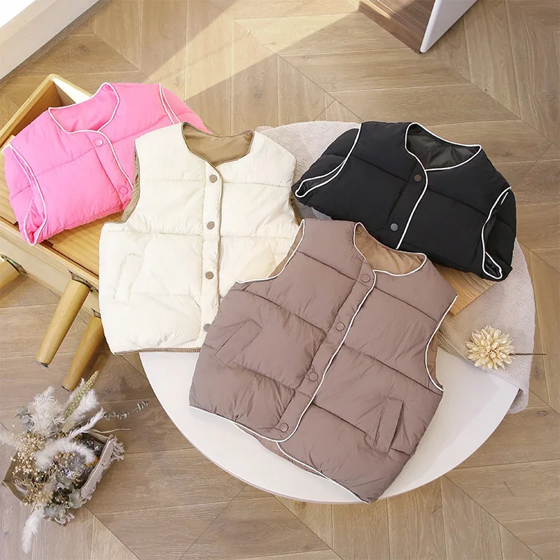 

Down Vest For Boys Girls Children Autumn Winter Warm Waistcoat Kids Fashion Thick Outerwear Toddler Casual Clothing 3-8Y