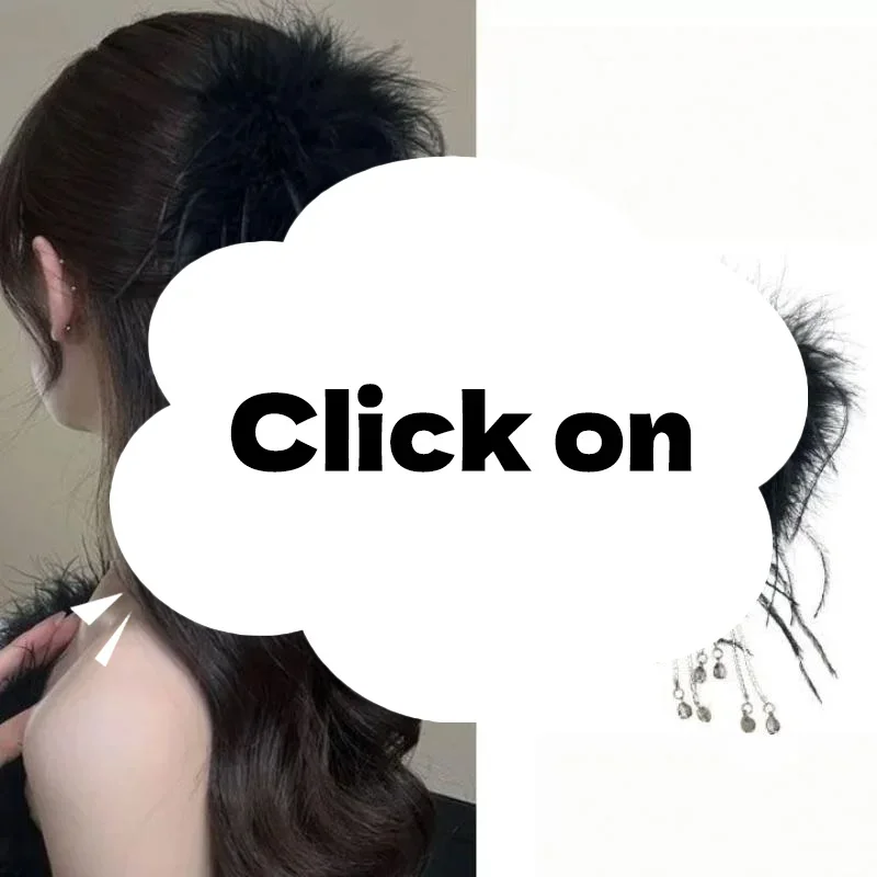 دبوس شعر أنيق على شكل ريشة للأميرة للنساء، غطاء رأس بمخلب شعر، شرابات طويلة، مشبك إكسسوارات شعر نسائية