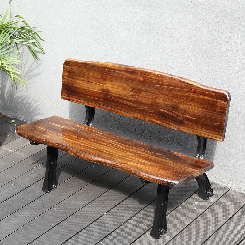 

Outdoor preservative wood seat Park bench Solid wood bench Outdoor garden courtyard Outdoor leisure three-person chair