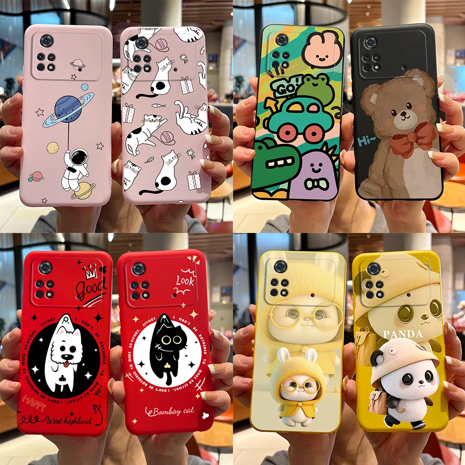 Case For Poco X4 Pro 5G Poco M4 Pro Cute Panda Back Cover Soft Silicone Matte Protective Funda For Xiaomi Poco X4 Pro Phone Case