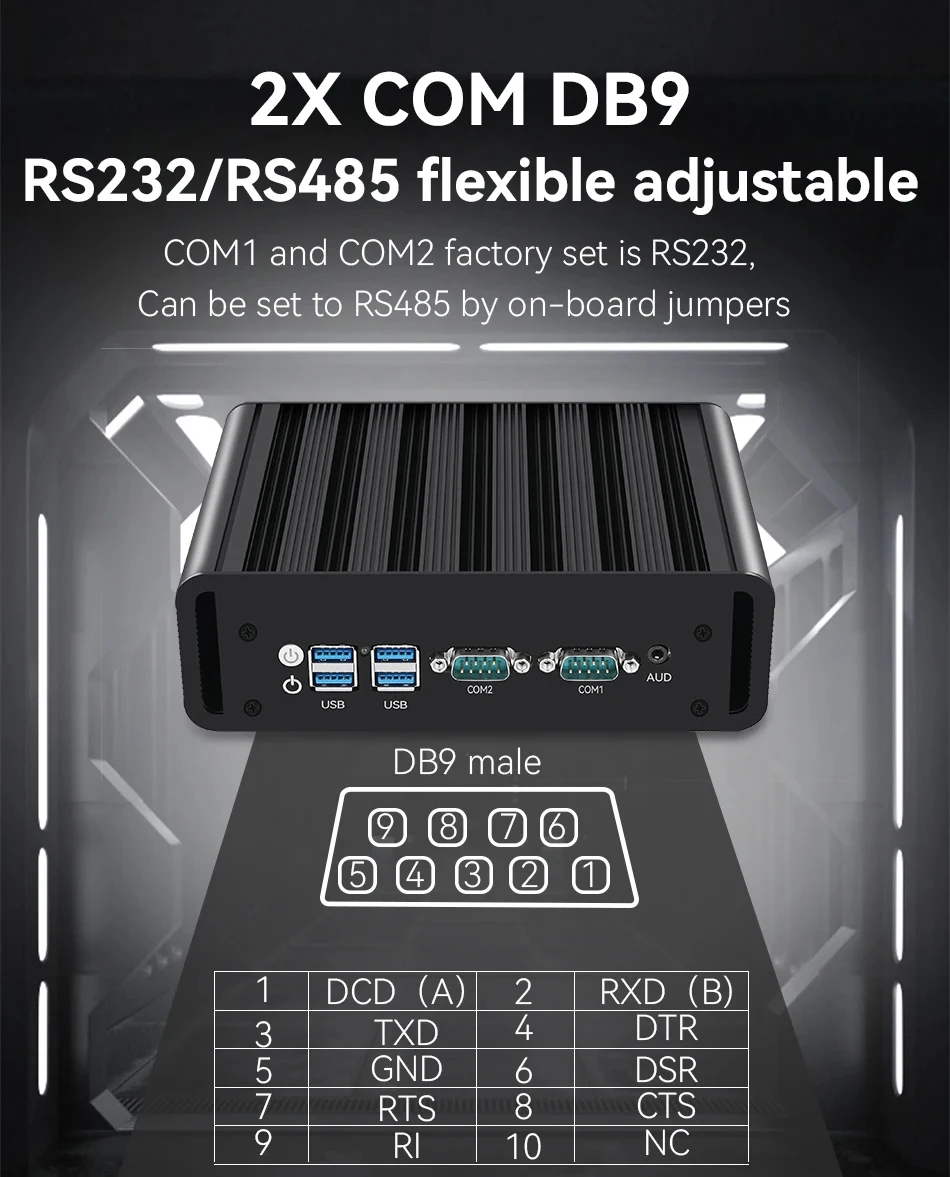 XCY X31G Mini PC IPC sin ventilador Intel Core i5-8250U 2x RS232/485 COM 2x Gigabit Ethernet 6x USB HDMI VGA SIM ranura Mini PCIe Win10