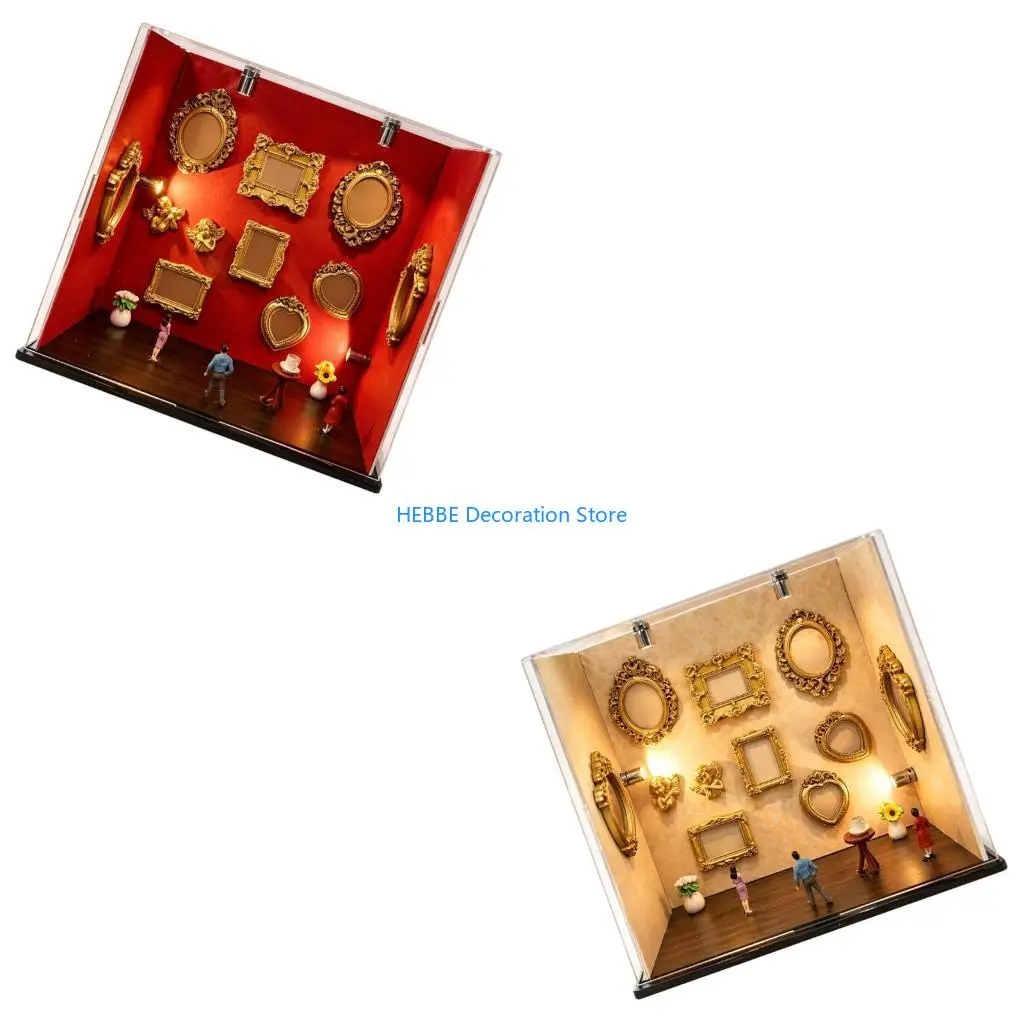 B0KC Artistic Small Museums Shadows Box Craft Set with Frame and Resin Item Innovative Decoration for Creative Displays