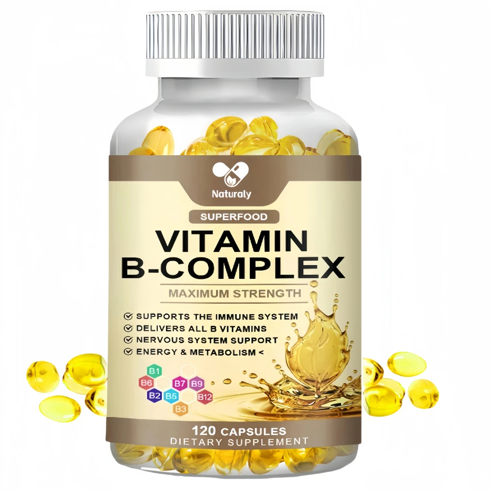 Vitamin B Complex Supplements B12 B1 B2 B3 B5 B6 Relieve Fatigue &Stress,Improve Digestion,Better Mood Support, Immune Capsules