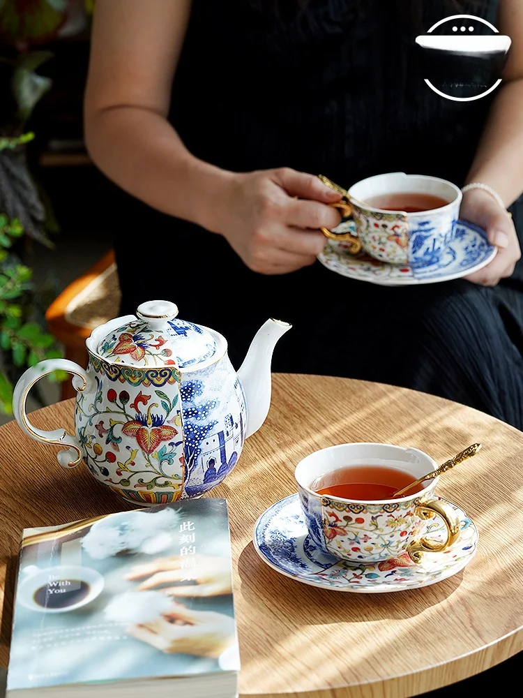 

Retro Coffee Cup Set Ele High End Coffee Pot Set Chinese And Western Splicing European Sle ternoon Tea Set Gift Box