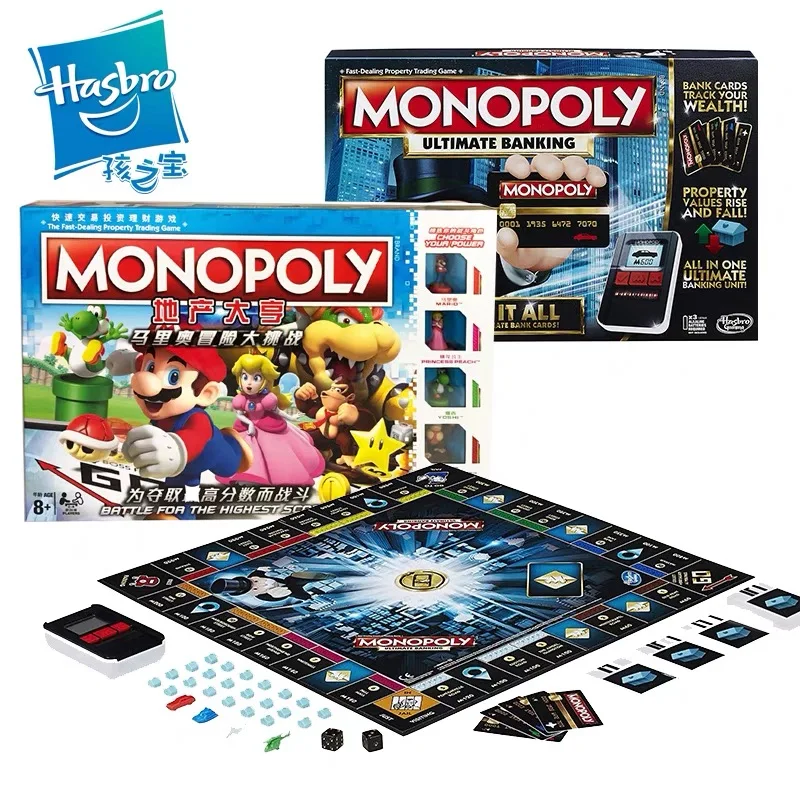 Genuino Hasbro Real Estate Tycoon Monopoly Gioco Scacchi Scacchi a mano forte Versione Deluxe Gioco da tavolo genitore-figlio Gioco intellettuale