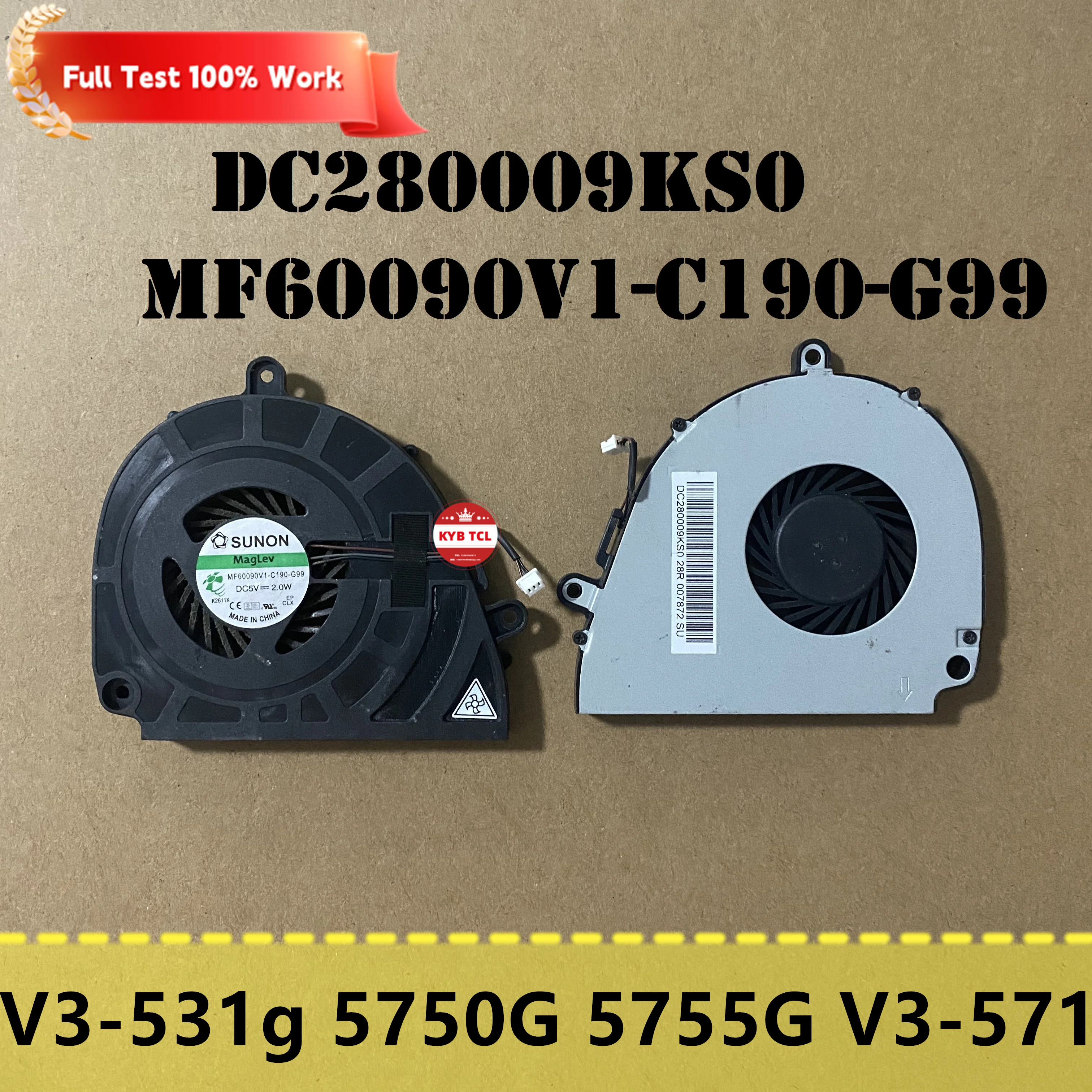 MF60090V1-C190-G99 DC280009KS0 Genuine Laptop CPU Cooling Fan For Acer Aspire V3-531 V3-531g 5750G 5750 5755 5755G 5350 V3-571g