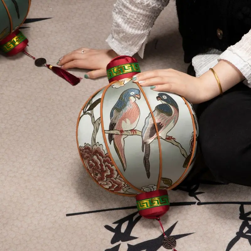 Pillow Round Lantern Creative Guochao Classic Embroidery New Chinese Three-dimensional Full Removable and Washable Household