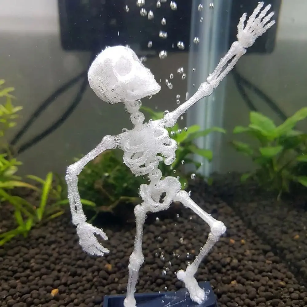 3D Printed Dancing Skeleton Aquarium Bubbler Plastic Air Driven Dynamic Skeleton Bubbler with Air Tube Gothic