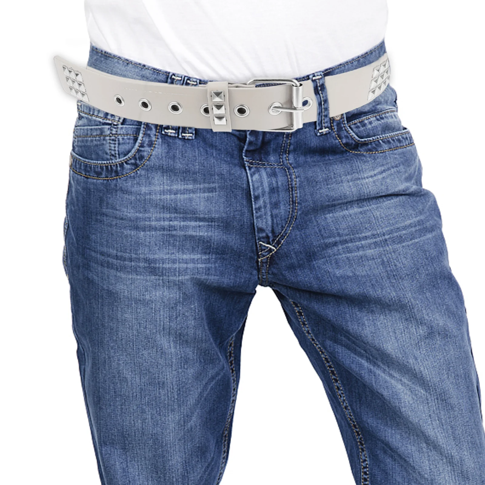 

1pc Pu Rivet Fashionable Decorative Waistband Durable Lightweight Chic Belt For Daily Party Use Premium Waist Belt
