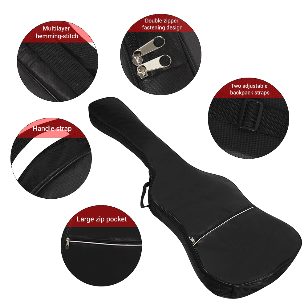 Bass Bag Electric Bass Bag Electric Bass Guitar Bag Backpack 20mm Padded for Electric Bass and Guitar Black Electric Guitar Bag