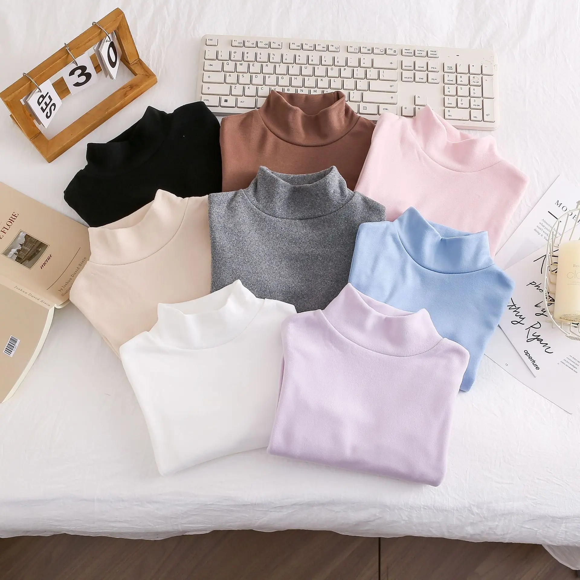

2025 Autumn New Children Long Sleeve T Shirts Solid Girls Shirts Kids Winter Warm Tops Baby Cotton Tee Toddler Girl T Shirts