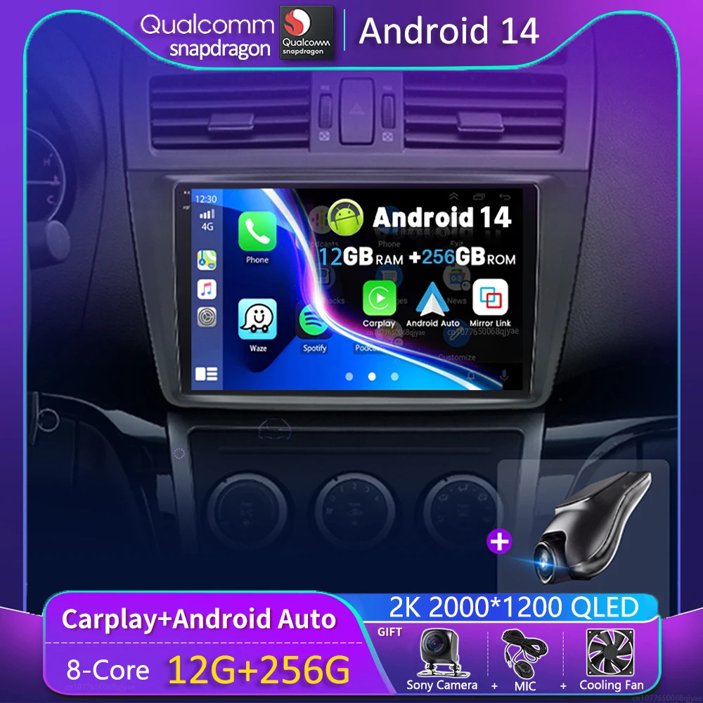 

Android 14 Carplay Авто Авто Радио Для Mazda 6 GH 2007-2012 Навигация GPS Мультимедийный Плеер Стерео Wi-Fi + 4G DSP видео BT 2 DIN