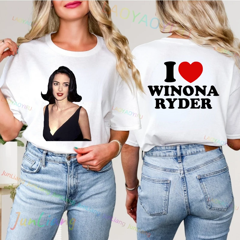 

I Love Winona Ryder T-Shirt Movie Fans Retro Short Sleeve Tee Unisex 100% Cotton Men's Shirts Y2k Clothes Tshirt Streetwear