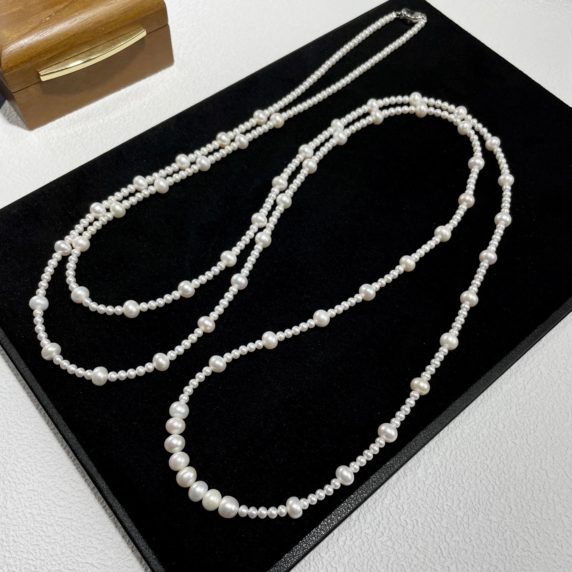 긴 흰색 진주 목걸이, 천연 진주, 4~5mm, 7~8 - Silver Bead Clasps For Pearl Necklace 리뷰 및 가격