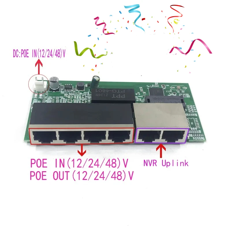 POE12V-24V-48V POE12V/24V/48V POE OUT12V/24V/48V poe switch 100 mbps POE poort;100 mbps UP Link poort;  poe powered switch NVR