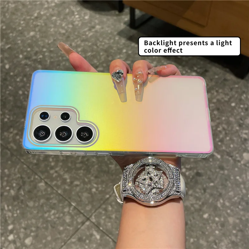 Modne magnetyczne etui z laserowym gradientem tęczy, odpowiednie do matowego etui ochronnego Samsung Galaxy S25 S24FE S23 Ultra Plus