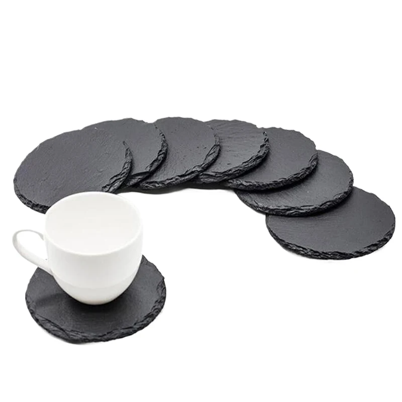 Table Coaster Japanese Style Reusable Slate Stone Drink Coaster Decorative Kitchen Tea Cup Mug Rock Coaster Outdoor Tableware