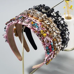 Women's Hair Band Baroque Vintage Hair Band Party Wide Brimmed Headband With Colorful Crystal Headband