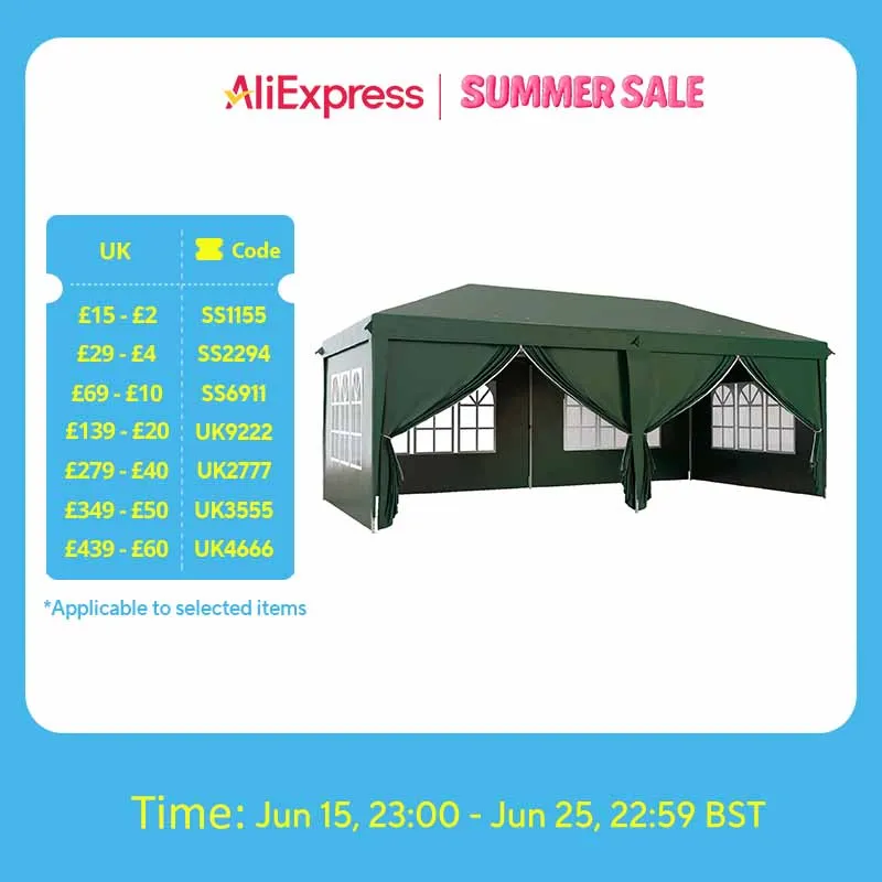 Outsunny 3 x 6 m Pop Up Gazebo with Sides and Windows, Height Wedding Camping Party Tent Canopy Marquee with Storage Bag