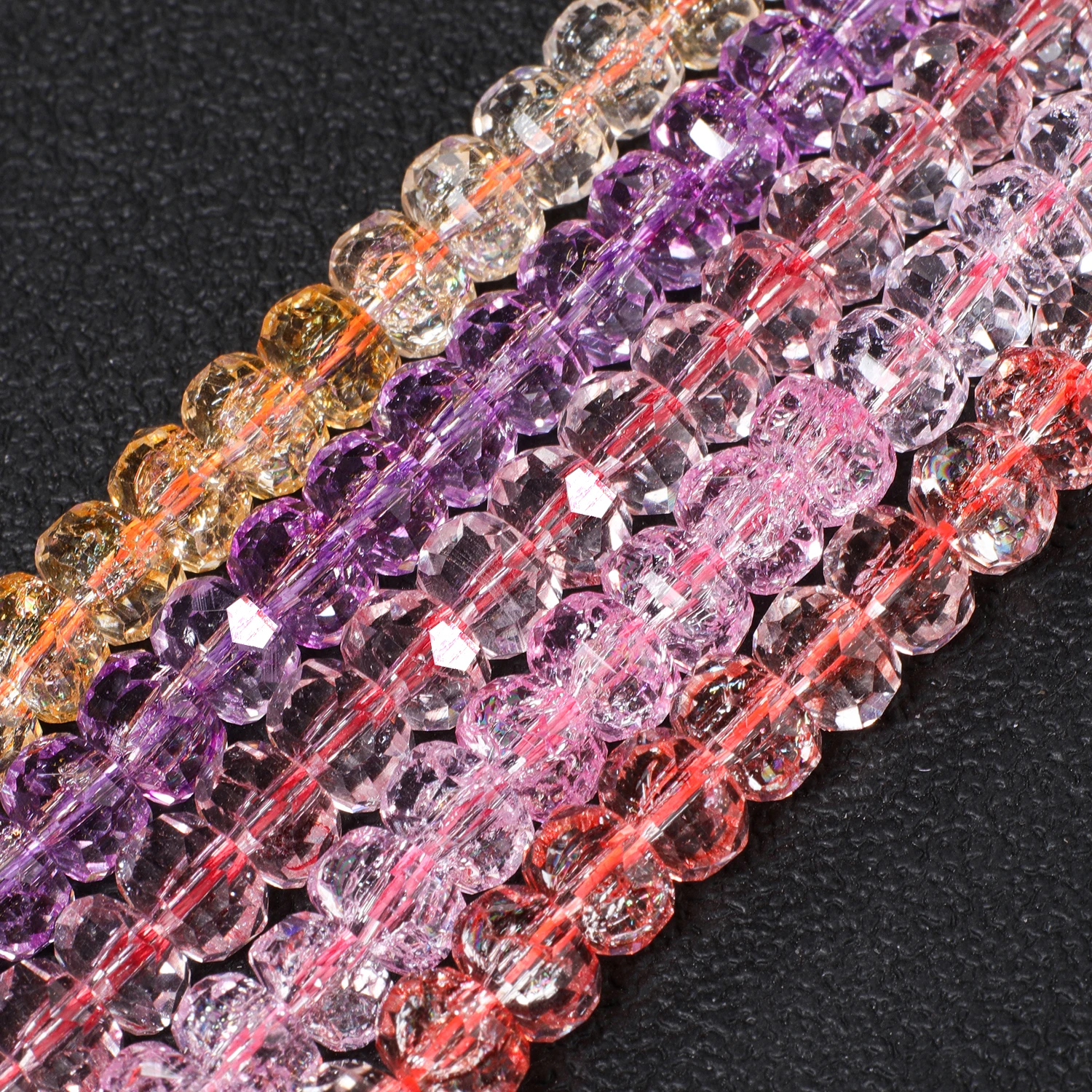 8x5mm Halbplattierte Mehrfarbige Facettierte Rad-Kristallquarz-Perlen AB-Farbe Transparente Glasperlen für DIY-Armband und Halskette – Detail 5