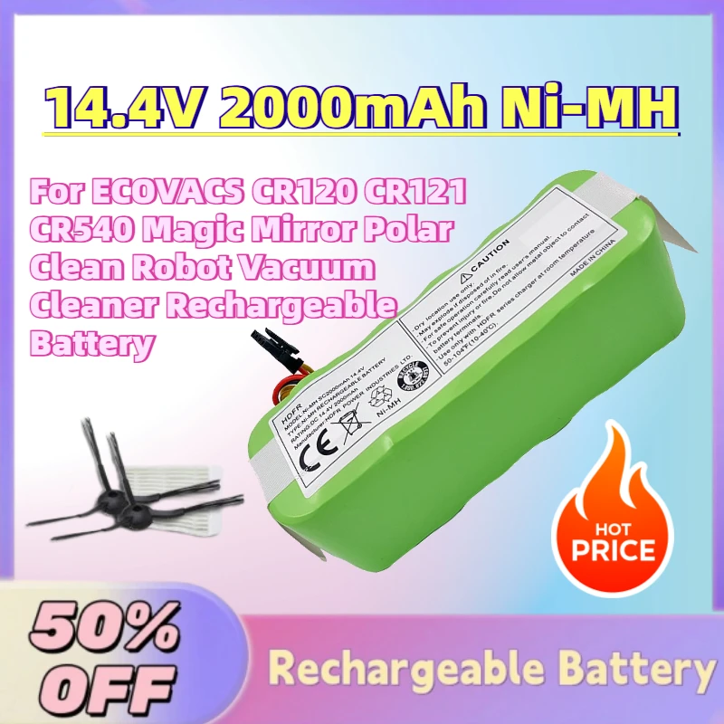 

New 14.4V 2000mAh Ni-MH Battery for ECOVACS CR120 CR121 CR540 Magic Mirror Polar Clean Robot Vacuum Cleaner Rechargeable Battery