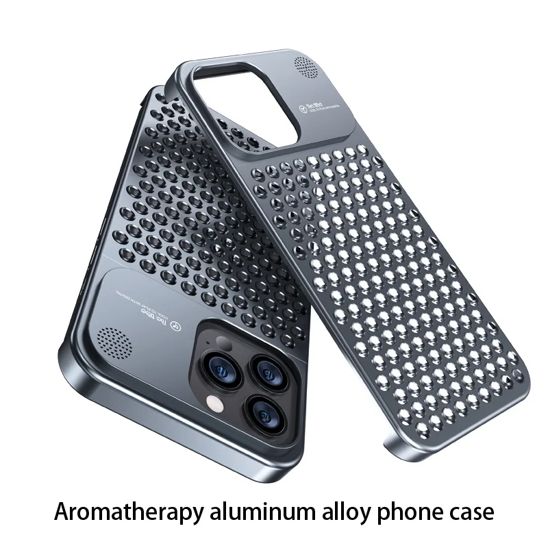 

Metal Cooling Phone Case For iPhone 15 14 13 12 Pro Max Aromatherapy Aluminum Alloy Frameless Design Shockproof Protective Cover