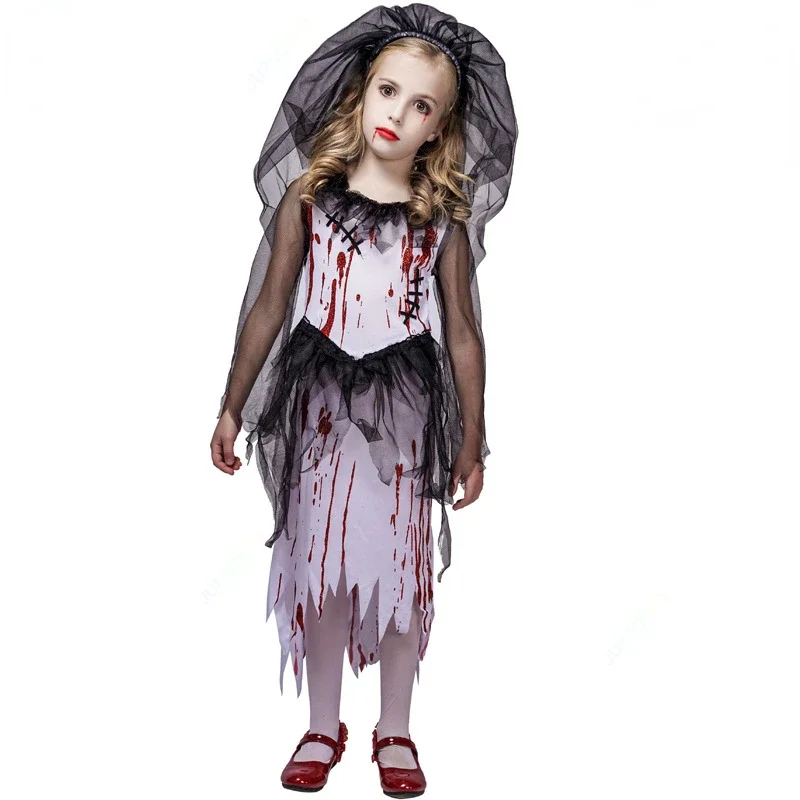 Costume de Cosplay de la Mariée Sanglante pour Fille, Tenue d'Horreur d'Halloween, SAF, Fantôme, Jeu sur Scène, Costumes de ix