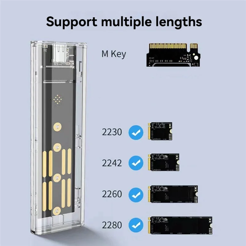 

Корпус твердотельного накопителя RGB M2 Nvme Корпус SSD RGB M.2 Nvme Корпус жесткого диска 10 Гбит/с от M.2 до TYPE-C для M Key M&B Key SSD
