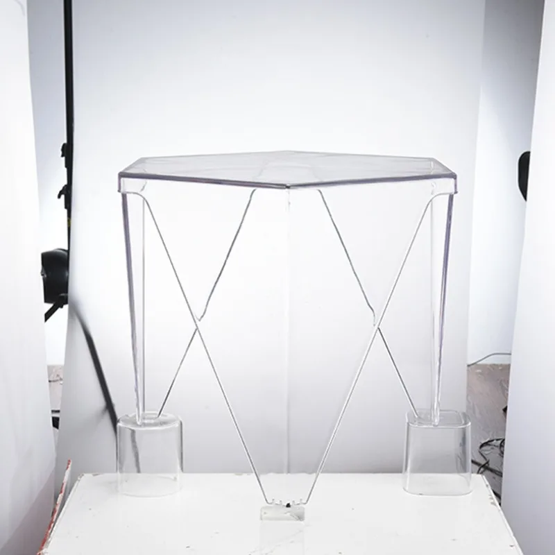 

Nordic household transparent acrylic small coffee table crystal creative living room side table simple balcony small table hexag