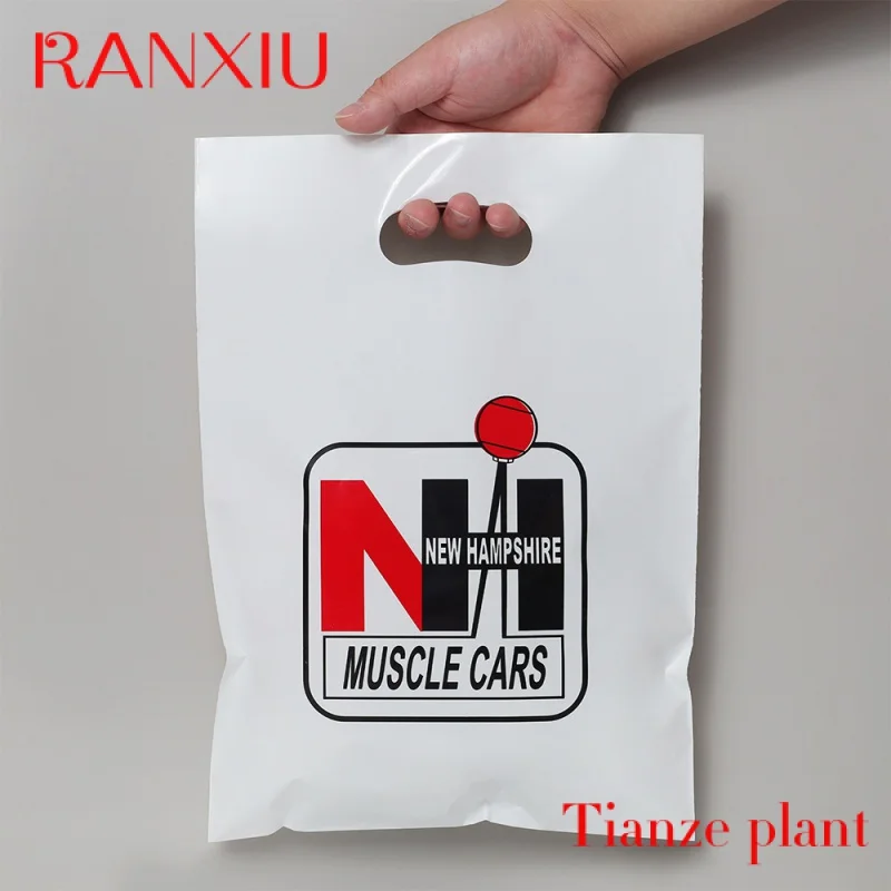 Custom Custom Printed Logo Design LDPE/HDPE handle plastic bag die cut bag shopping bag for clothing/shoe packing