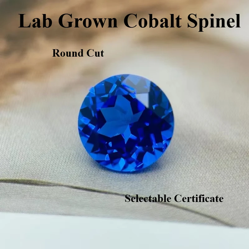 Top Lab Grown Cobalt Spinel Round Shape Gemstone For DIY Jewelry Making Rings Pendant Materials Selectable Certificate