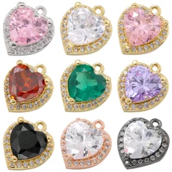 ZHUKOU Heart charms for jewelry making multi color Cubic Zirconia jewelry pendants handmade jewelry materials wholesale VD1314
