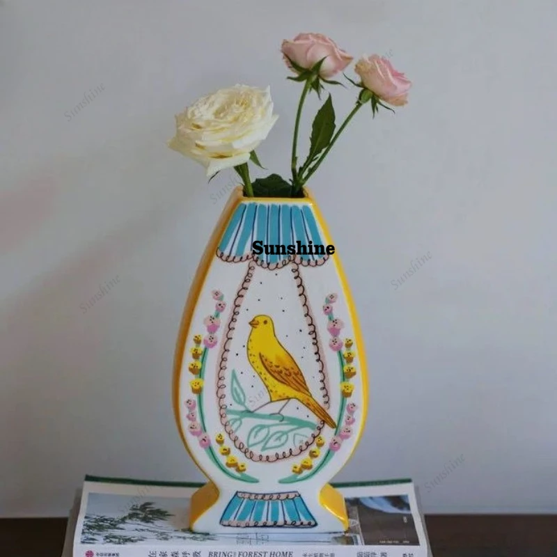 

Nordic Vases Aesthetic Elegant Ceramic Vase Luxury Retro Flower Vase Modern Minimalism Room Decoration for Living Room