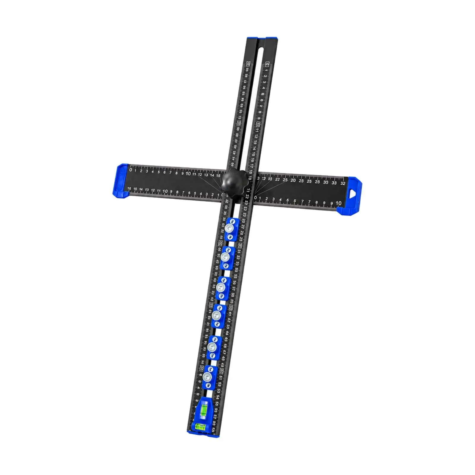 Aluminum Folding T Ruler with Engraved Markings for Carpenter Measuring and Leveling Tool with Blue Ends