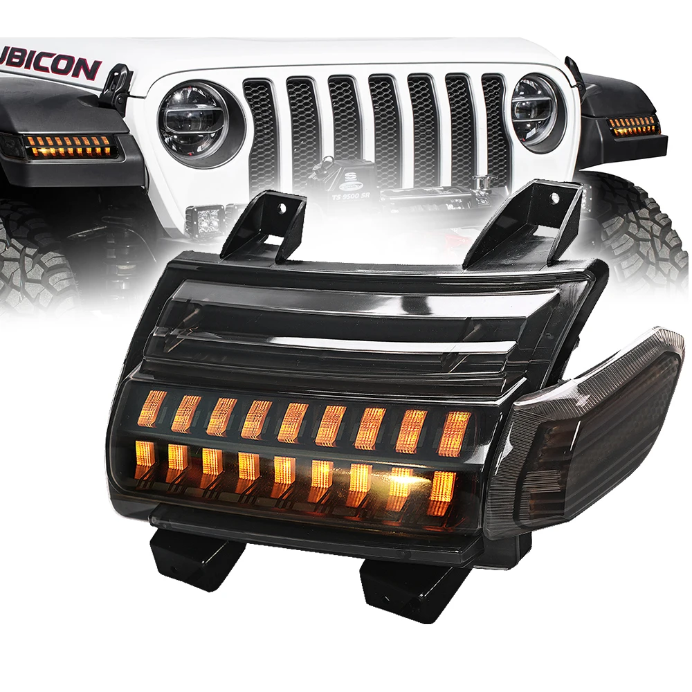 

For Jeep Wrangler Jk Yj Halo Smoked Side Marker Left Rear Sequential Turning Led Turn Signals Lamp Out Fender Lights Passat Cc